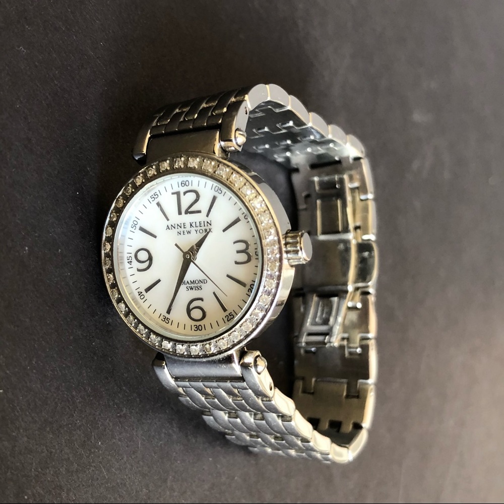 Anne Klein Diamond Swiss Watch Stainless Steel